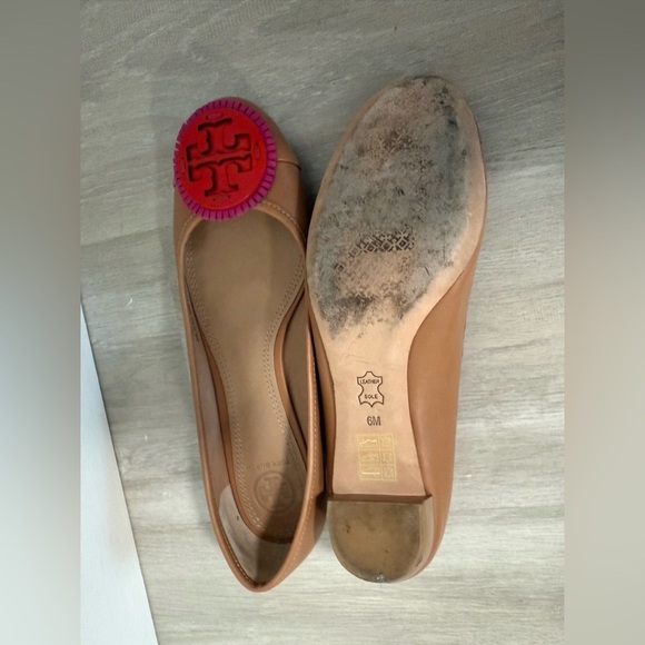 Tory Burch Reva ballet Miller Fringe Flats Size 6M Tan Pink - Picture 9 of 9